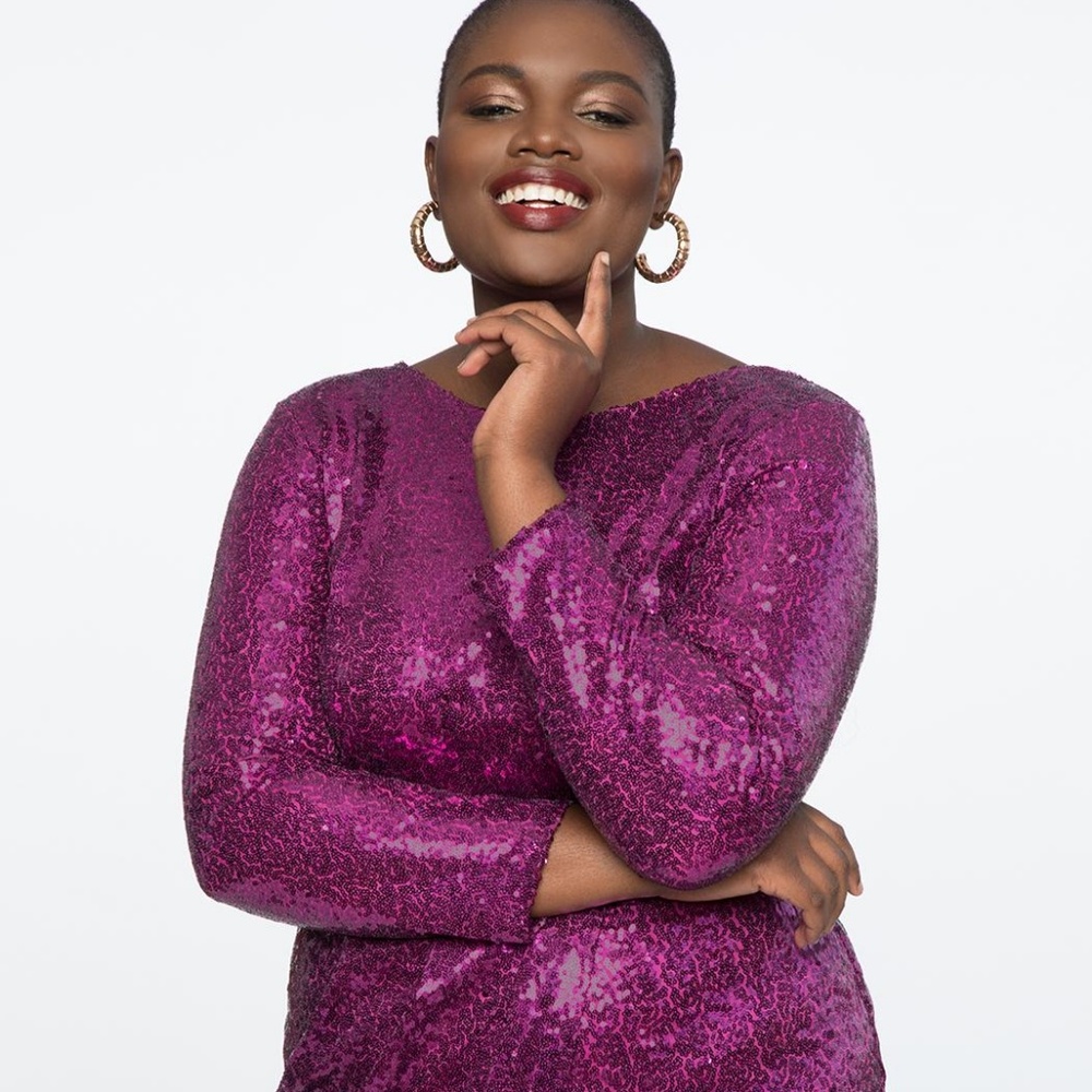 Eloquii Sequin Maxi Dress with Wrap Skirt